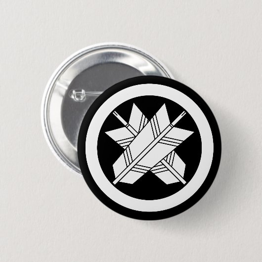 丸に違い矢 缶バッジ (正面&裏面)