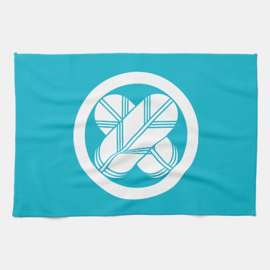 丸に違い鷹の羽(八つ割り作図) キッチンタオル (横)