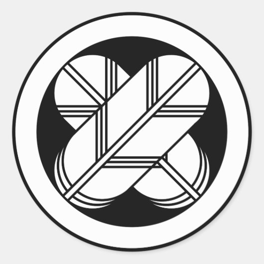 丸に違い鷹の羽(八つ割り作図) ラウンドシール (正面)