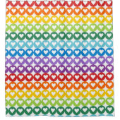 丸の中の明るい色の虹のハート シャワーカーテン (正面)