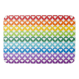 丸の中の明るい色の虹のハート バスマット