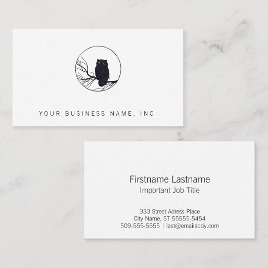 丸の中の枝にフクロウ 名刺 (正面/裏面)