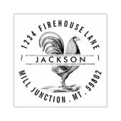 丸の中の鶏の差出人住所スタンプ ラバースタンプ (インプリント)