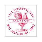 丸の中の鶏の自己にインクを付ける差出人住所スタンプ セルフインキングスタンプ (デザイン)