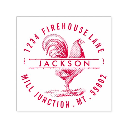 丸の中の鶏の自己にインクを付ける差出人住所スタンプ セルフインキングスタンプ (デザイン)