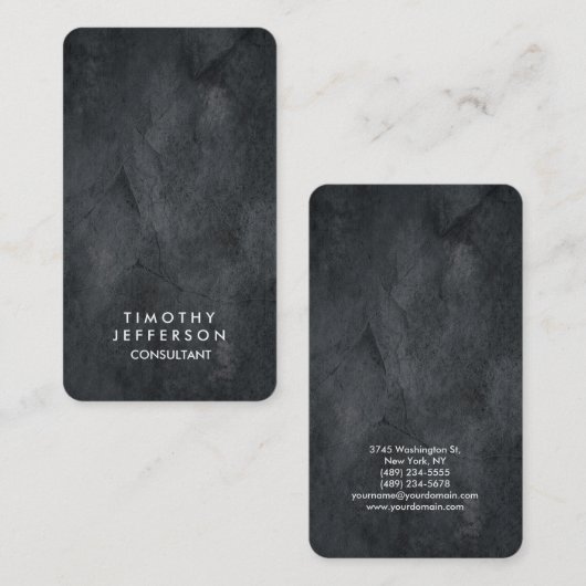 丸みのあるコーナーグレーのテクスチエレガントャ 名刺 (正面/裏面)