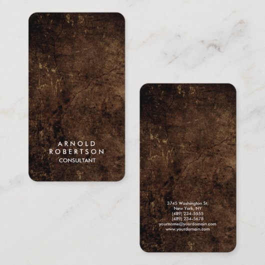 丸みのあるコーナ茶色のテクスチエレガントャ 名刺 (正面/裏面)