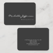 丸みのある丸いコーナースクリプトグレーの名刺 名刺 (正面/裏面)