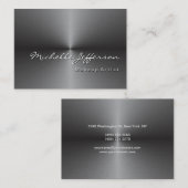 丸みのある丸いコーナーメタリックシルバーグレー 名刺 (正面/裏面)