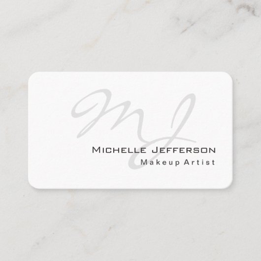 丸みを帯びたコーナーメイクアップアーティストホワイト名刺 名刺 (正面)
