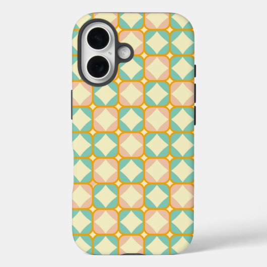 丸みを帯びた四角形のシームレスなレトロパターン Case-Mate iPhoneケース (裏面)