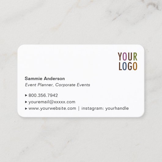 丸みを帯びた角の名刺（ロゴと写真） 名刺 (正面)