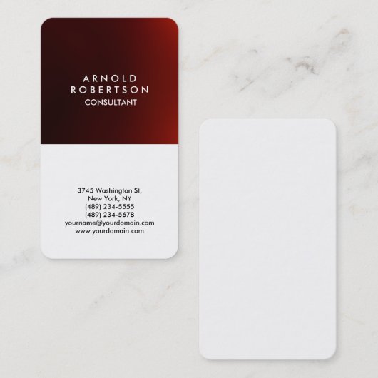 丸みを帯びた赤エレガント白 名刺 (正面/裏面)