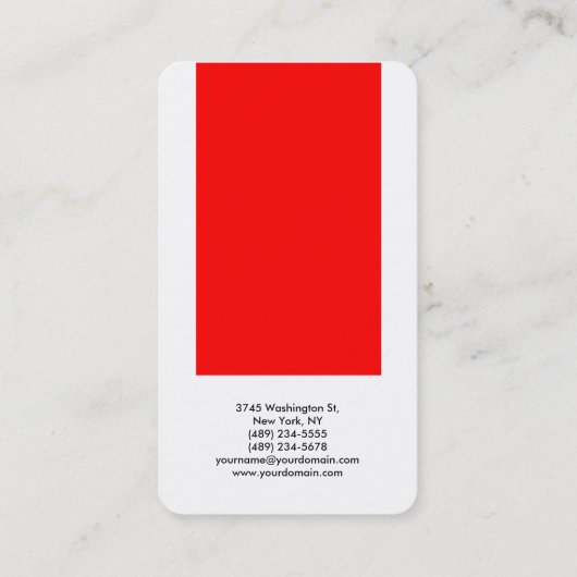 丸みを帯びた赤エレガント白 名刺 (裏面)