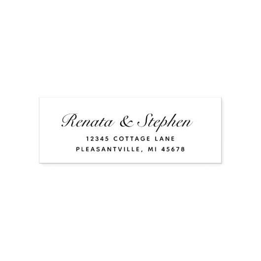丸めスクリプト白黒結婚の差出人住所 セルフインキングスタンプ (デザイン)