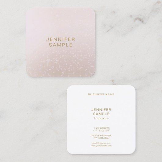 丸エレガント角テンプレートモダン金ゴールド文字 スクエア名刺 (正面/裏面)