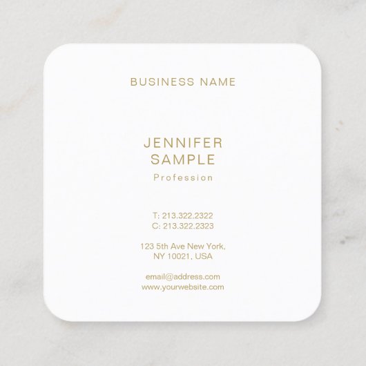 丸エレガント角テンプレートモダン金ゴールド文字 スクエア名刺 (裏面)