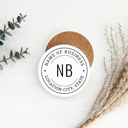 丸カスタム白ビジネス会社名 コースター