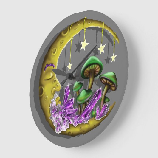 丸カッコいい時計に設計されたシナ茸 ラージ壁時計 (傾斜)