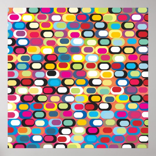 丸カラフルい長方形の抽象芸術パターン ポスター (正面)