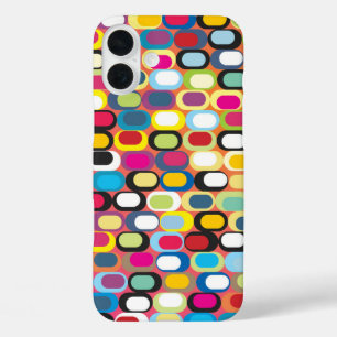 丸カラフルい長方形の抽象芸術パターン iPhone 16 PLUSケース