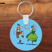 丸キーチェーンビールフェスティバル踊りカップル キーホルダー (正面)