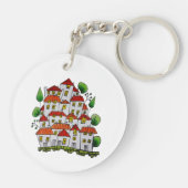 丸キーチェーン（ドードル – 手書き） キーホルダー (裏面)