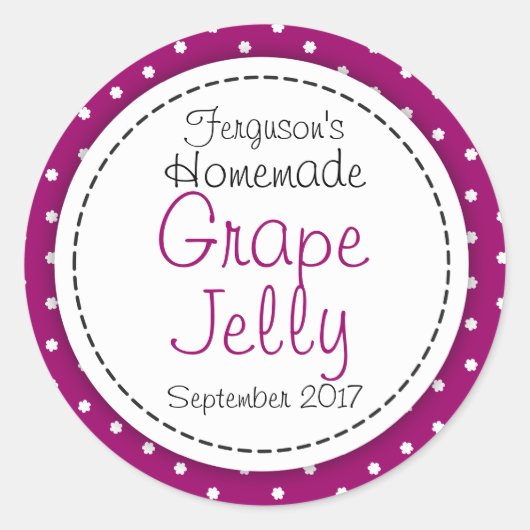 丸グレープゼリー/ジャム紫色の瓶の食品ラベル ラウンドシール (正面)
