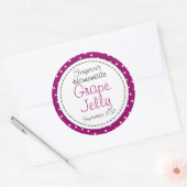 丸グレープゼリー/ジャム紫色の瓶の食品ラベル ラウンドシール (封筒)