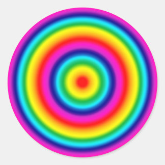丸サイケデリック虹パターン ラウンドシール