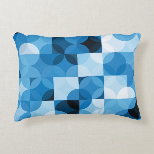丸シームレス：抽象芸術ブルーヴィンテージ アクセントクッション (正面)