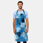丸シームレス：抽象芸術ブルーヴィンテージ エプロン (着用した状態)