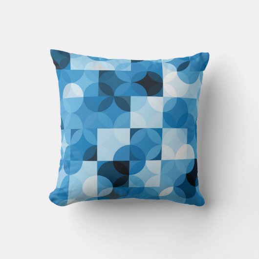丸シームレス：抽象芸術ブルーヴィンテージ クッション (正面)