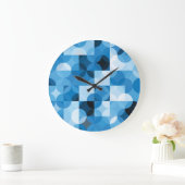 丸シームレス：抽象芸術ブルーヴィンテージ ラージ壁時計 (ホーム)