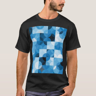丸シームレス:抽象芸術ブルーヴィンテージ Tシャツ