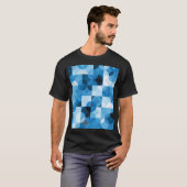 丸シームレス:抽象芸術ブルーヴィンテージ Tシャツ (正面フル)
