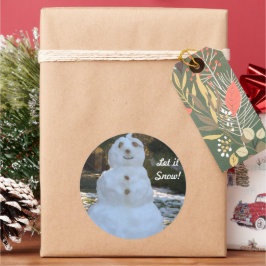 丸シールで雪止め雪だるま ラウンドシール