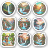 丸スタンプを押す9つの美しい自然のフルセット シール (正面)