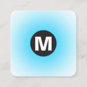 丸スポットモノグラム – グラデーション – スカイブルーとウェイト スクエア名刺 (正面)