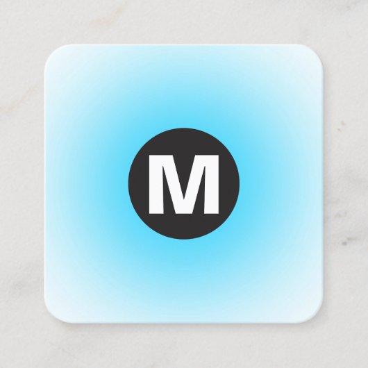 丸スポットモノグラム – グラデーション – スカイブルーとウェイト スクエア名刺 (正面)