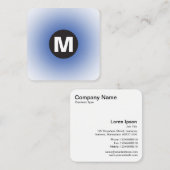 丸スポットモノグラム – グラデーション – ネイビーブルーとウェイト スクエア名刺 (正面/裏面)