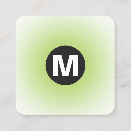 丸スポットモノグラム – グラデーション – 火星の緑 スクエア名刺 (正面)