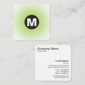 丸スポットモノグラム – グラデーション – 火星の緑 スクエア名刺 (正面/裏面)