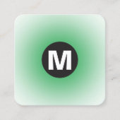 丸スポットモノグラム – グラデーション – 草の緑と重量 スクエア名刺 (正面)