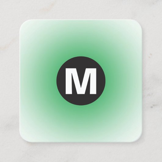 丸スポットモノグラム – グラデーション – 草の緑と重量 スクエア名刺 (正面)