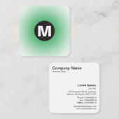 丸スポットモノグラム – グラデーション – 草の緑と重量 スクエア名刺 (正面/裏面)
