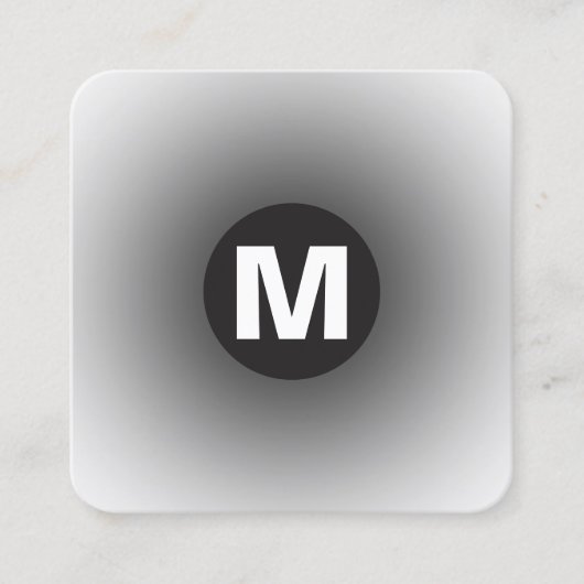 丸スポットモノグラム – グラデーション – 黒から白 スクエア名刺 (正面)