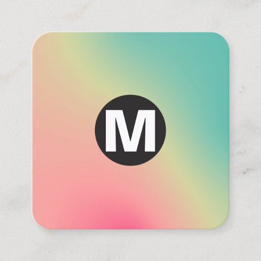 丸スポットモノグラム – ソフトグラデーション正方形ブシン スクエア名刺 (正面)
