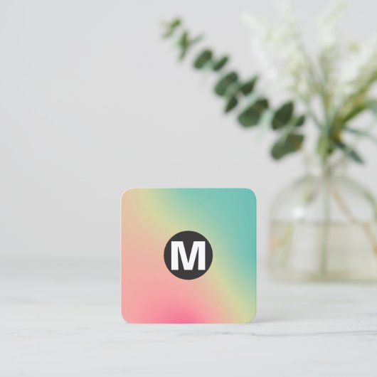 丸スポットモノグラム – ソフトグラデーション正方形ブシン スクエア名刺 (スタンド正面)