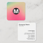 丸スポットモノグラム – ソフトグラデーション正方形ブシン スクエア名刺 (正面/裏面)